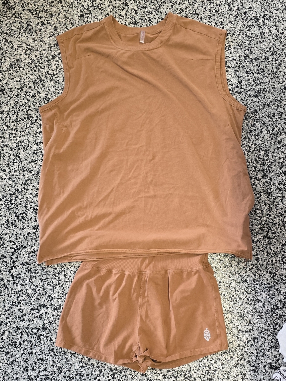 Free People Tan Sleeveless Romper Set